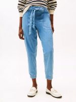 Belted Cargo Jogger-Light Wash Chambray