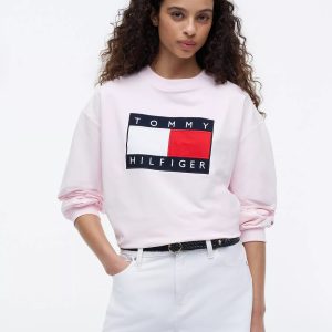 Flag Logo Sweatshirt-Light Pink