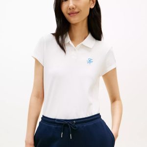 Slim Fit Script Monogram Stretch Polo-Ecru