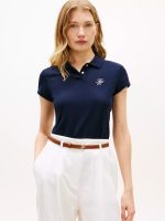 Slim Fit Script Monogram Stretch Polo-Dark Night Navy