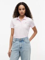 Classic Fit Striped Stretch Pique Polo-Pink / White Stripe