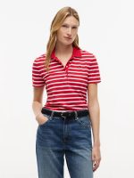 Classic Fit Striped Stretch Pique Polo-Red Combo