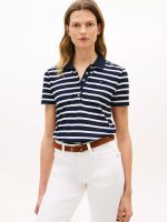 Classic Fit Striped Stretch Pique Polo-Navy Blue / White Stripe