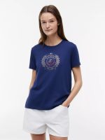 Foiled Laurel Leaf Logo T-Shirt-Preppy Navy
