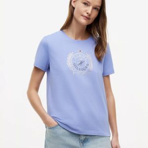 Foiled Laurel Leaf Logo T-Shirt-Thunder Lilac