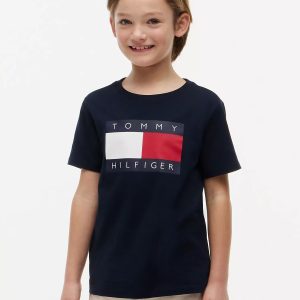 Kids' Tommy Flag Logo T-Shirt-Navy Blue
