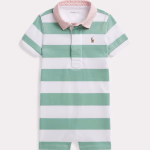 Striped Cotton Rugby Shortall-Celadon Multi
