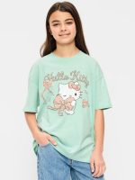 Hello Kitty® Oversized Graphic T-Shirt for Girls-Mint Green