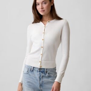Crewneck Cardigan-Snowflake Milk