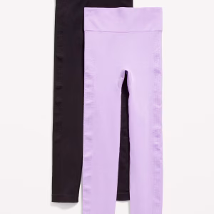 Fitted High-Waisted 7/8-Length Seamless Leggings 2-Pack for Girls-Lavender Haven