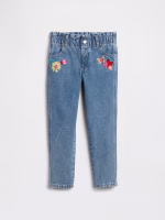 babyGap Embroidered Paperbag Mom Jeans-Light Wash Butterflies Heart Flower