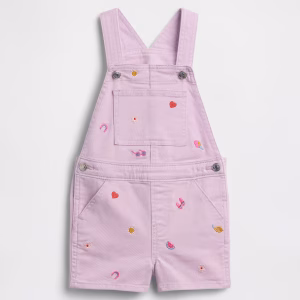 babyGap Embroidered Denim Shortalls-Pale Lilac Purple Summer