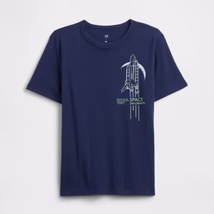 Kids Space Graphic T-Shirt-Military Blue