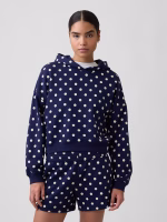 Relaxed Gap Mini-Logo Cropped Hoodie-Navy Polka Dot