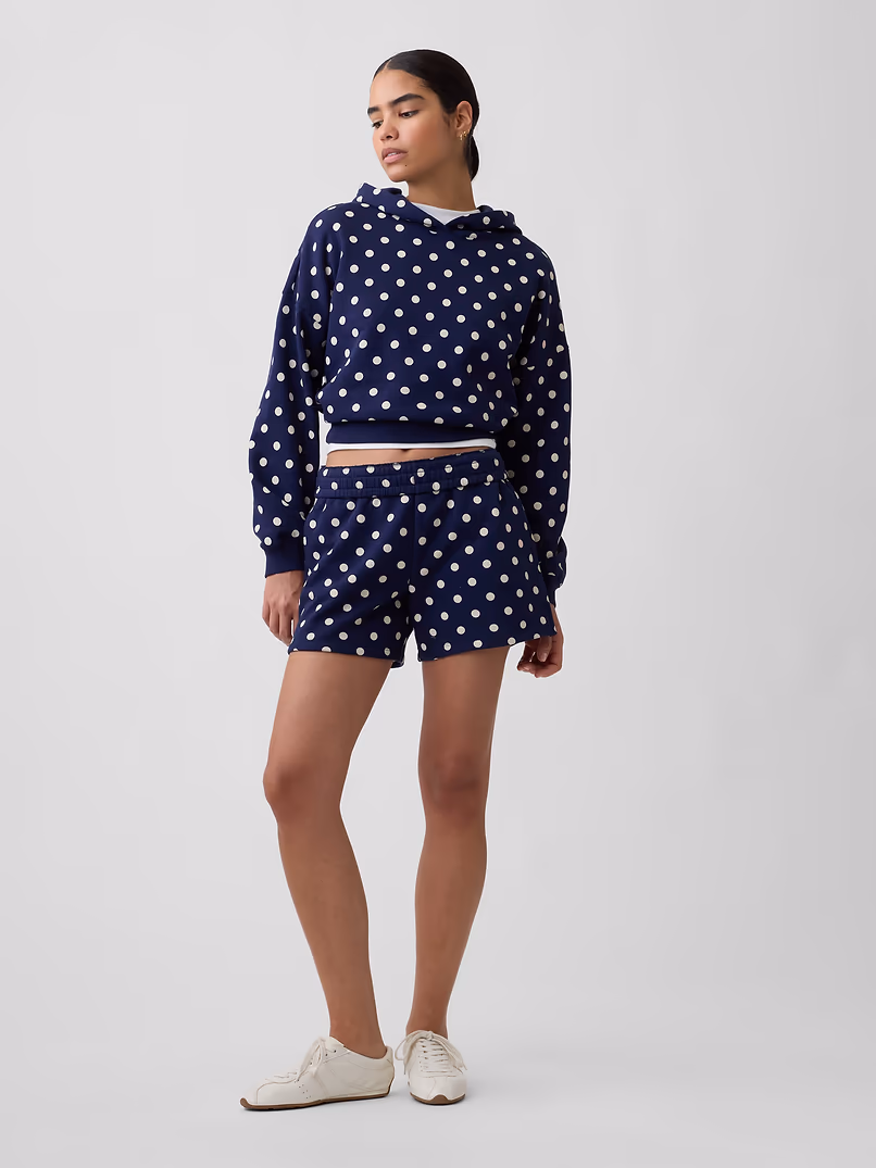 Relaxed Gap Mini-Logo Cropped Hoodie-Navy Polka Dot - Image 3