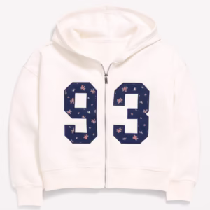 Favorite Fleece Graphic Zip-Front Hoodie for Girls-Sea Salt