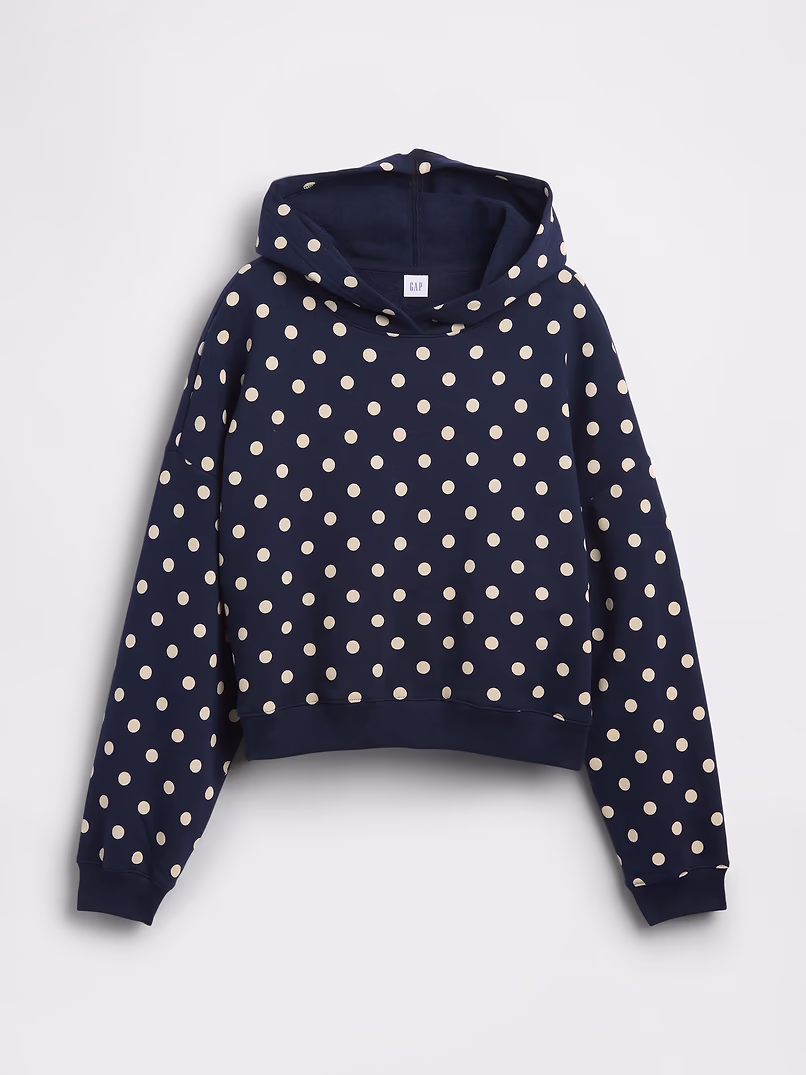 Relaxed Gap Mini-Logo Cropped Hoodie-Navy Polka Dot - Image 4
