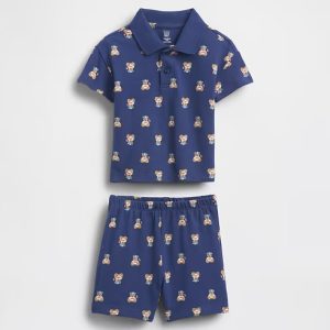Baby Brannan Bear Pique Polo Outfit Set-Usa Brannan