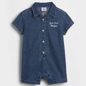 Baby Denim Gap Logo Shorty One-Piece-Medium Wash