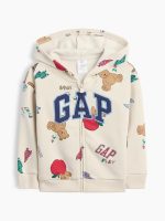 babyGap Relaxed Print Logo Zip Hoodie-Tan Chino Back To School