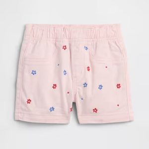 babyGap Pull-On Embroidered Mom Jean Shorts-Pink Cherry Blossom Floral