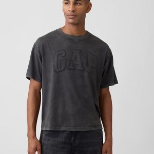 Everyday Soft Boxy Gap Logo T-Shirt-Soft Black