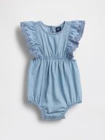 Baby Eyelet Denim One-Piece-Medium Wash
