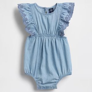 Baby Eyelet Denim One-Piece-Medium Wash