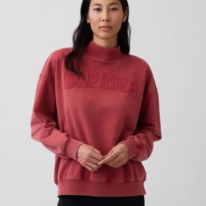 Heavyweight French Terry Oversized Mockneck Sweatshirt-Chakra Red