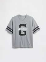 Kids Relaxed Mesh Soccer T-Shirt-Storm Cloud Gray