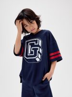 Kids Relaxed Mesh Soccer T-Shirt-Navy Uniform