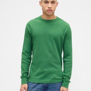 Waffle-Knit Crewneck T-Shirt-Saratoga Green