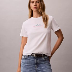 Layered Logo Graphic Classic T-Shirt-Bright White