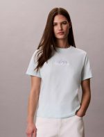 Layered Logo Graphic Classic T-Shirt-Aqua Breeze