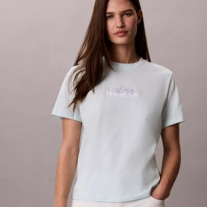 Layered Logo Graphic Classic T-Shirt-Aqua Breeze