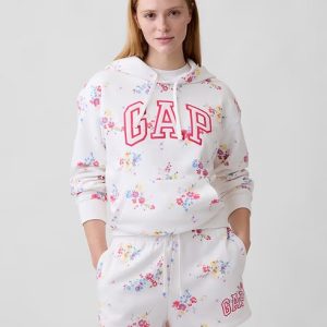 Relaxed Gap Logo Hoodie-White Multi Floral