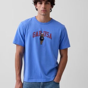 Relaxed Branan Bear Logo T-Shirt-Shirting Blue