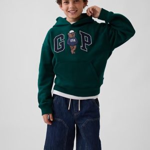 Kids VintageSoft Relaxed Brannan Bear Logo Hoodie-Green Piney