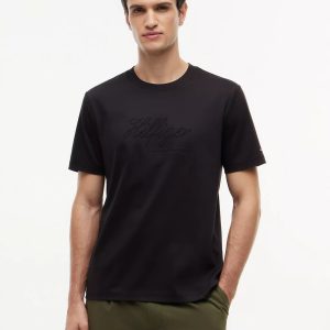 Embroidered Rope Logo Interlock T-Shirt-Black