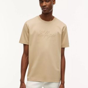Embroidered Rope Logo Interlock T-Shirt-Batique Khaki