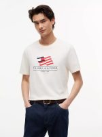 Wavy Flag Logo T-Shirt-Ivory Petal