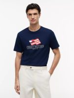 Wavy Flag Logo T-Shirt-Light Navy