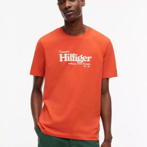 Nautical Hilfiger Logo T-Shirt-Brilliant Orange