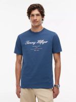 Embroidered Script Logo T-Shirt-Aegean Sea