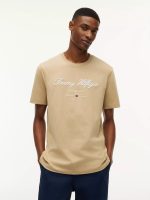 Embroidered Script Logo T-Shirt-Batique Khaki