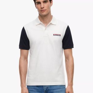 Classic Fit Colorblock Polo-Ivory Silk