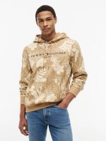 Tropical Print Brushed-Back Hoodie-Classic Khaki