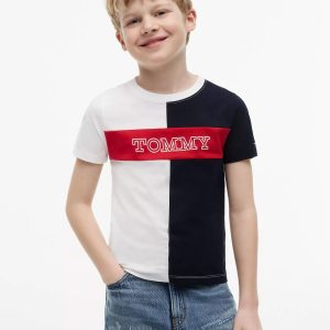 Kids' Colorblock Tommy Logo T-Shirt-Optic White