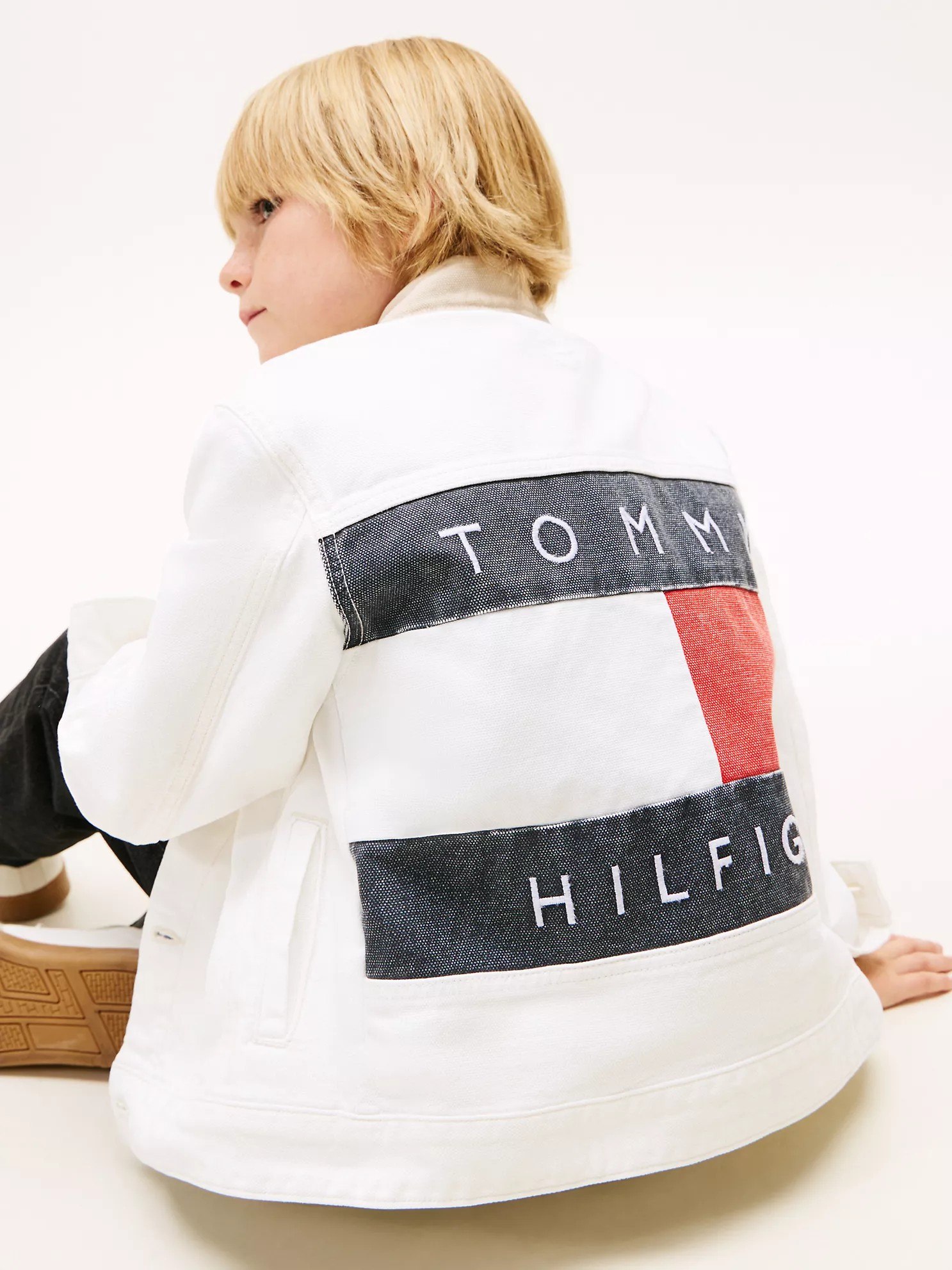 Kids' Flag Logo Denim Jacket-Denim Archive - Image 3