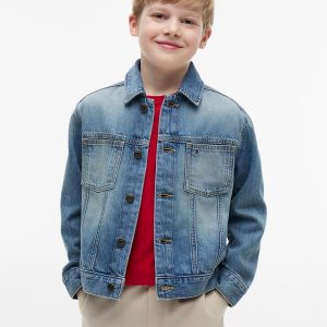 Kids' Hilfiger Flag Denim Jacket-Med Wash